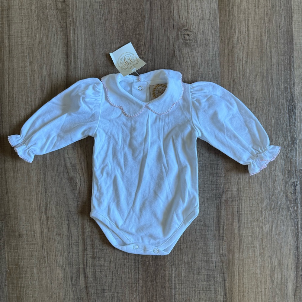 The Beaufort Bonnet Company White and Pink Baby One Piece